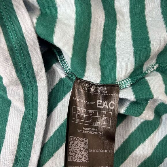 Guess Mens T-Shirt Medium Striped Short Sleeve 90s Y2K Spellout Embroidered Blue - Picture 8 of 10